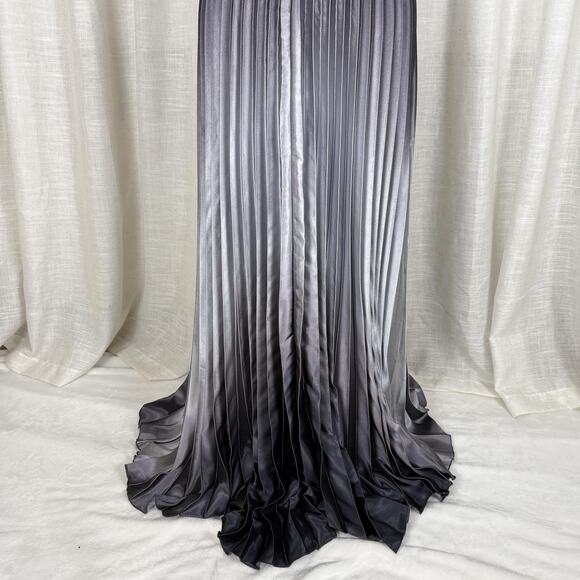 Betsy & Adam Dress Womens 14 Black Ombre Pleated Satin Maxi Evening Gown Formal - Picture 6 of 10